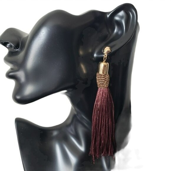 Fashion Jewelry Brown Gold Dangle Tassel Earrings - Picture 2 of 7
